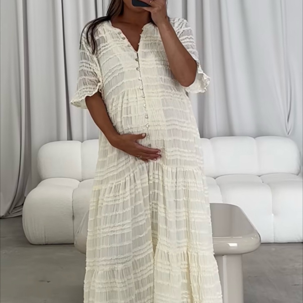 Worth collective Chic Cream Button-Down Maxi Dress